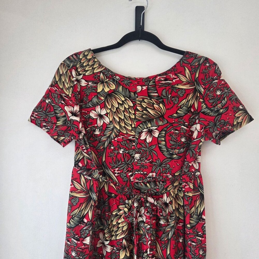 Vintage Hilo Hattie Red Floral Hawaiian Dress Made in Hawaii Women's S - Picture 4 of 6